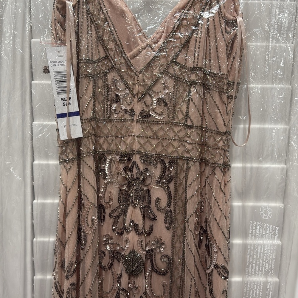 Jump Elegant Beaded Evening Gown – Size 5/6 (Color: Blush) - Picture 9 of 11